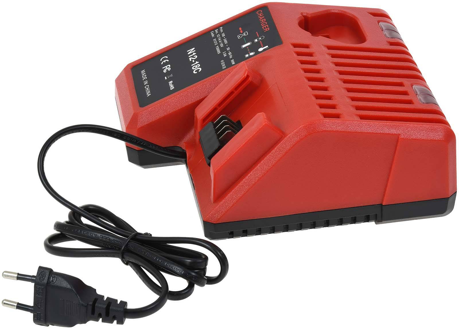 Ladegerät kompatibel mit Milwaukee M12-18FC für 12V - 18V Stab-u. Schiebeakkus, 12V-18V-1