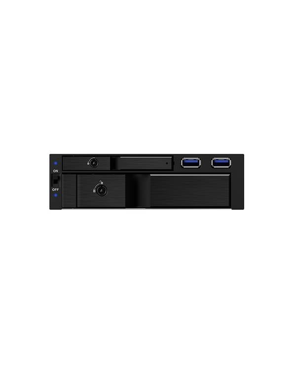 IB-174SSK-U, ICY BOX 2Fach Wechselrahmen für SATA/SAS, 1x 2,5" + 1x 3,5" SATA HDD zu 2x SATA Host in 1x 5,25" Einschub