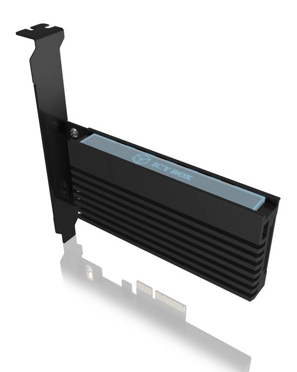 IB-PCI214M2-HSL, PCIe-Karte, 1x M.2 PCIe (NVMe) SSD zu PCIe 4.0 x4 ü. M-Key Sockel, Low + High Profile, inkl. P. Kühlk.