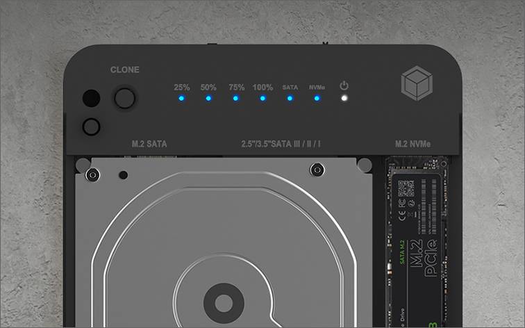 IB-2915MSCL-C31, Docking & CloneStation für M.2 NVMe & M.2 SATA SSD & 2.5”/3.5” SATA SSD/HDD, Zweiwege klonen-3