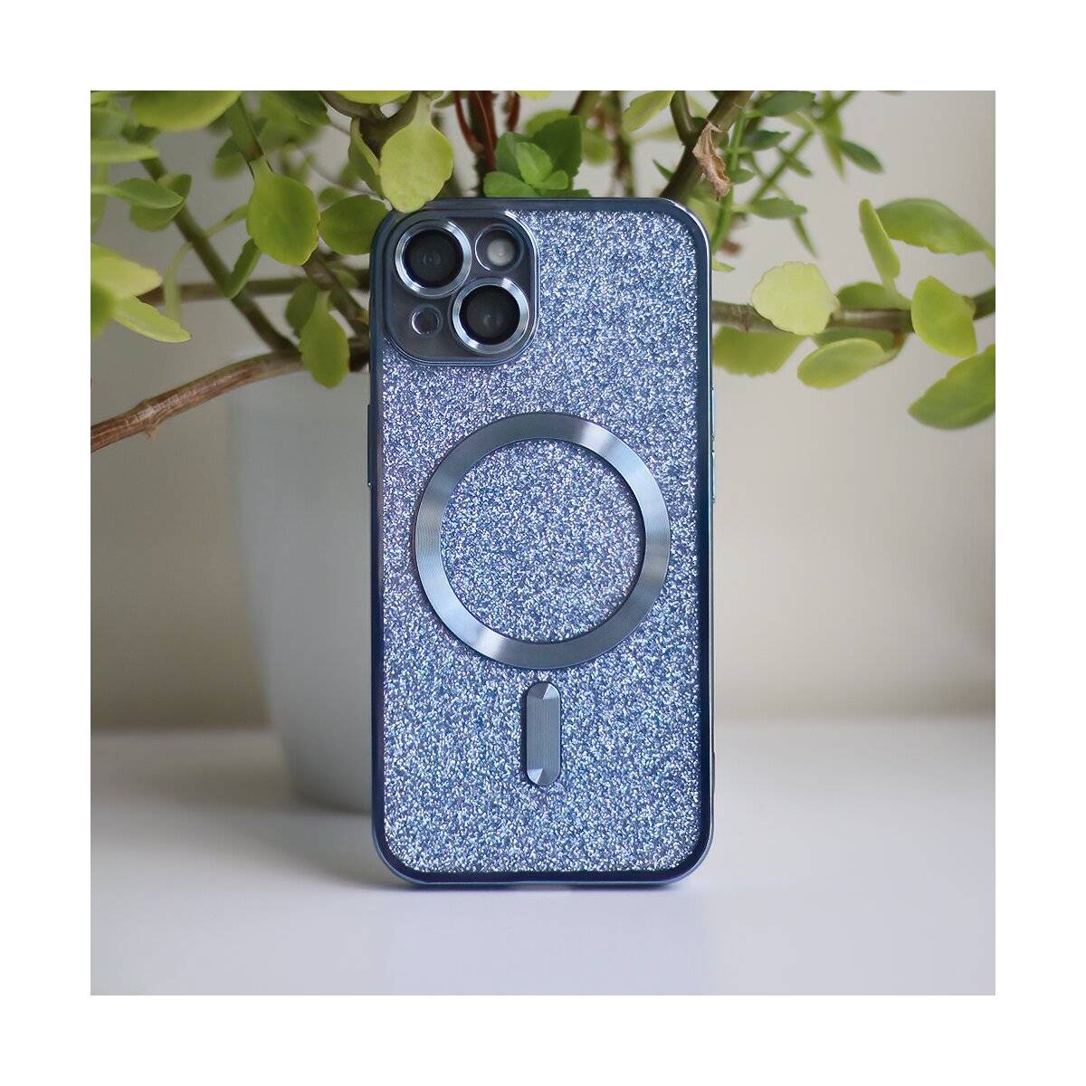 MagSafe Glitzer Hülle mit Kameraschutz kompatibel mit iPhone 13 Pro Max Blau-2