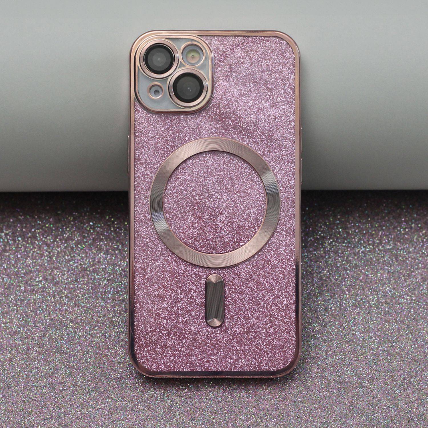 MagSafe Glitzer Hülle mit Kameraschutz kompatibel mit iPhone 13 Pro Pink-1
