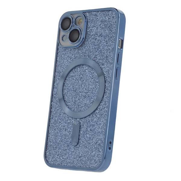 MagSafe Glitzer Hülle mit Kameraschutz kompatibel mit iPhone 14 Pro Max Blau