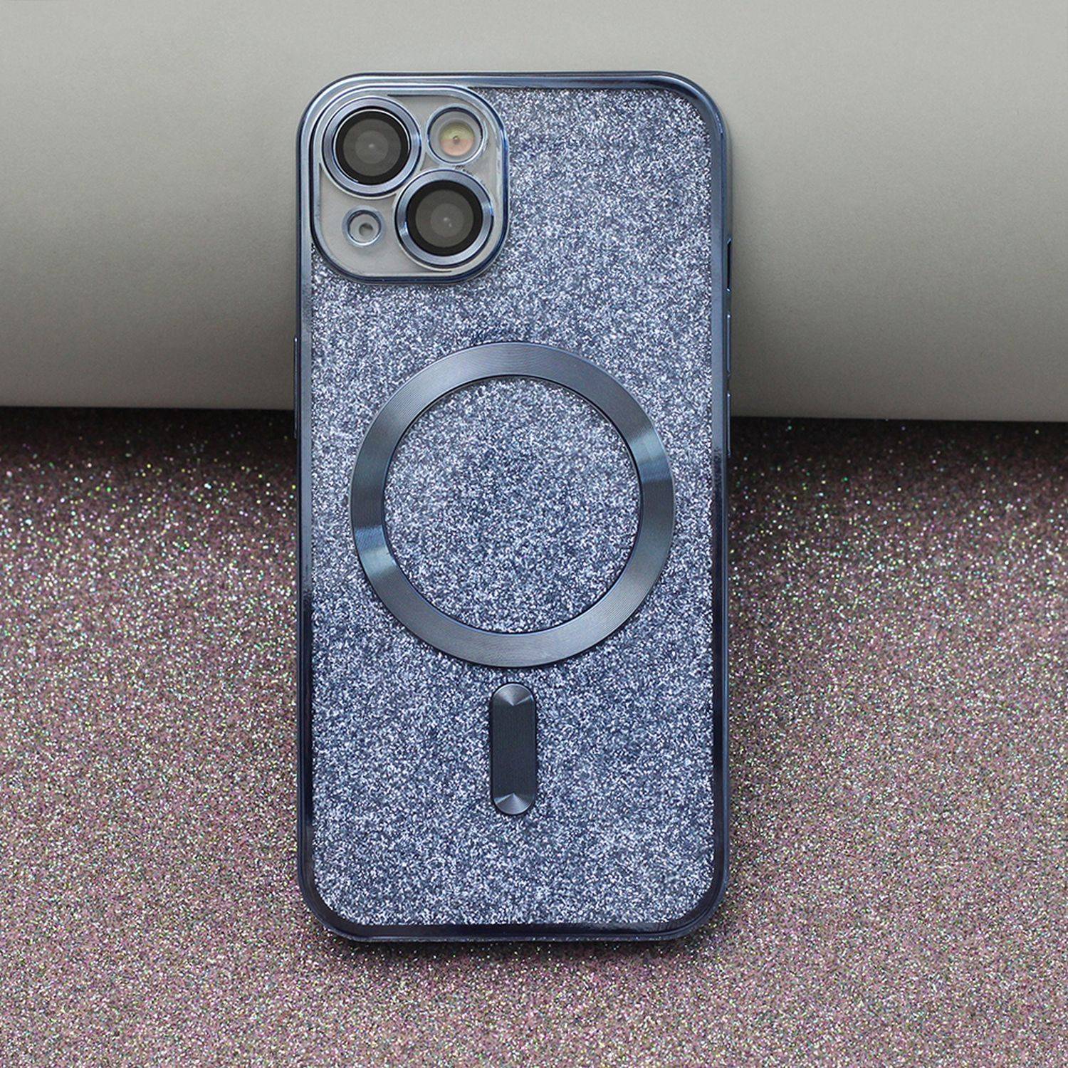 MagSafe Glitzer Hülle mit Kameraschutz kompatibel mit iPhone 14 Pro Max Blau-1