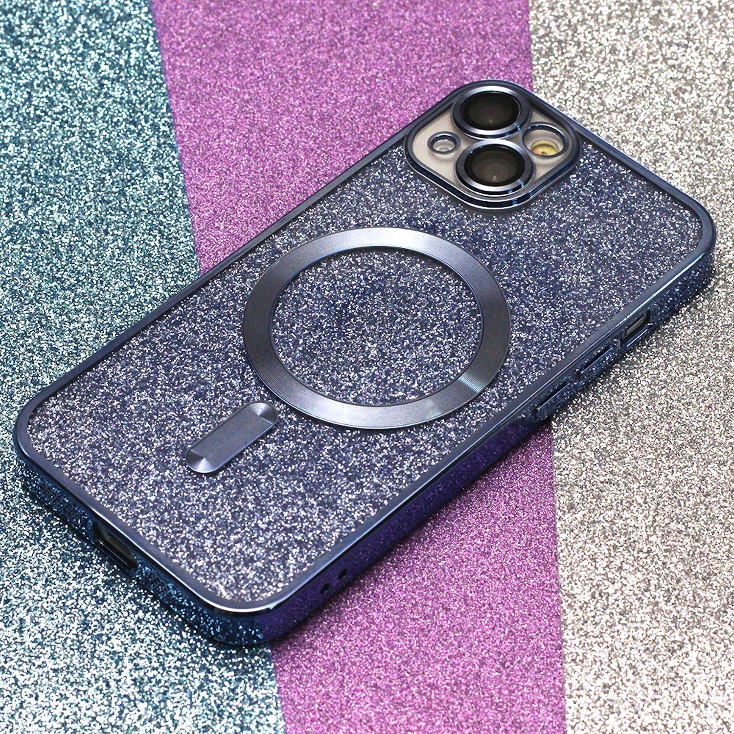 MagSafe Glitzer Hülle mit Kameraschutz kompatibel mit iPhone 14 Pro Max Blau-3