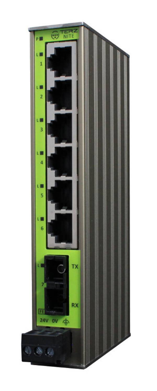 6 Port RJ45 + 1 Port SC-D Multimode Unmanaged Industrial Ethernet Switch LWL SC-Duplex NITE-RS61-1