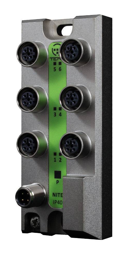 6 Port M12 Unmanaged Industrial Ethernet Switch - IP40 NITE-XK6-1100-0