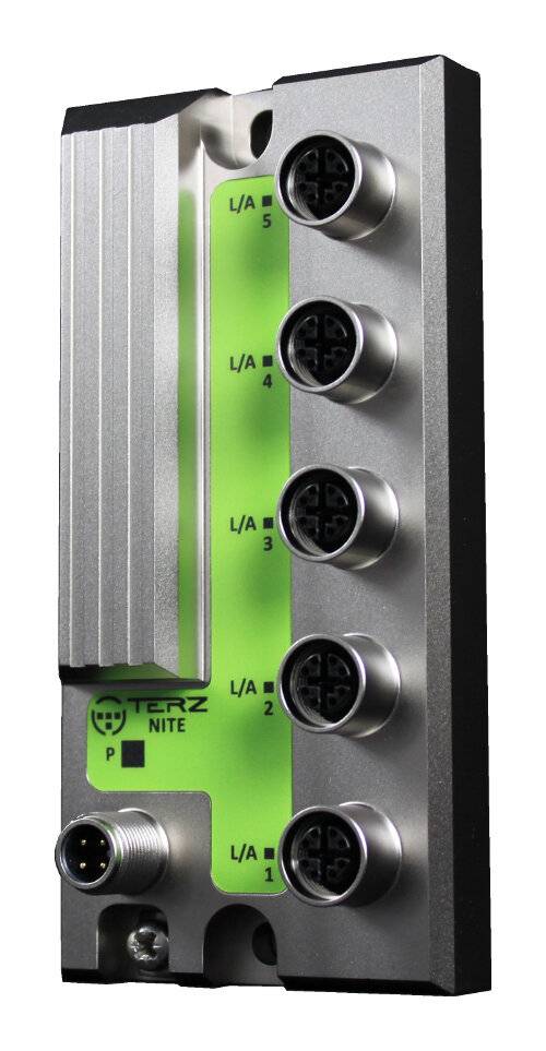 5 M12 Port Unmanaged Industrial Gigabit Ethernet Switch - IP65/67 NITE-XS5-2100-0