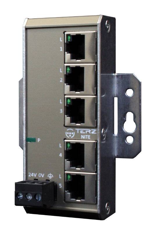 5 Port Unmanaged Industrial Ethernet Switch 28 mm Einbautiefe - Wandmontage NITE-RW5-1190-0