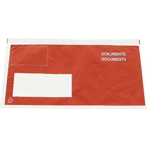 Dokumententasche DIN lang VE 250 Stk Länge 230 mm Fenster links blickdicht. TAKKT Industrial & Packaging GmbH-0