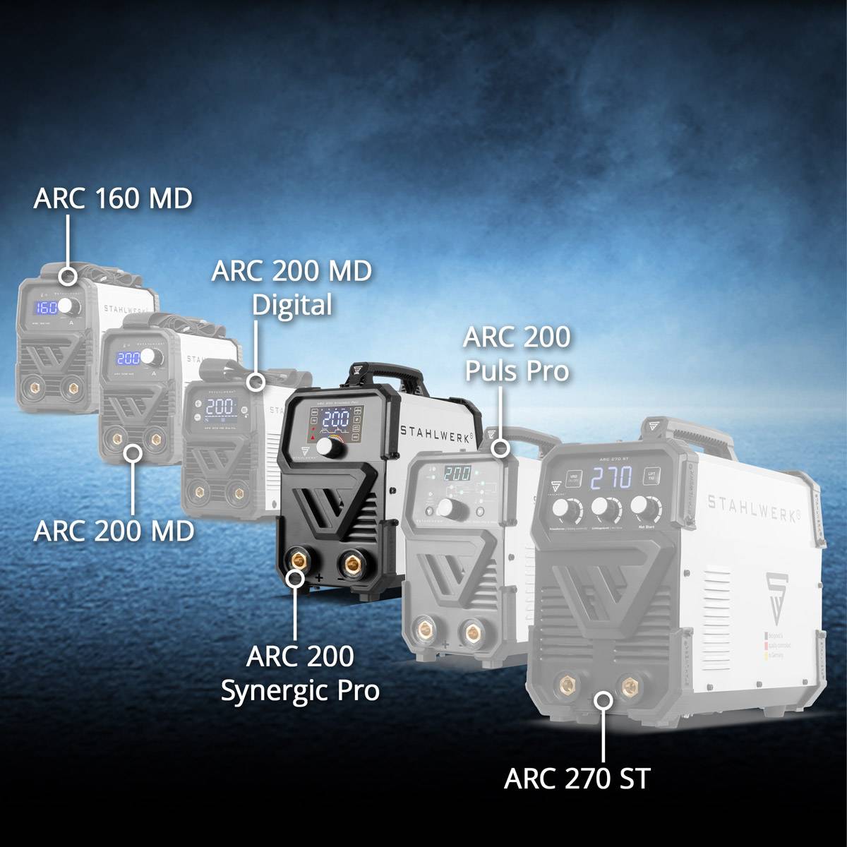 STAHLWERK Schweißgerät ARC 200 Synergic Pro MMA Lift TIG IGBT Inverter 200 A-1