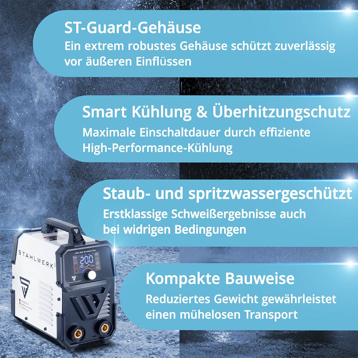 STAHLWERK Schweißgerät ARC 200 Synergic Pro MMA Lift TIG IGBT Inverter 200 A-3