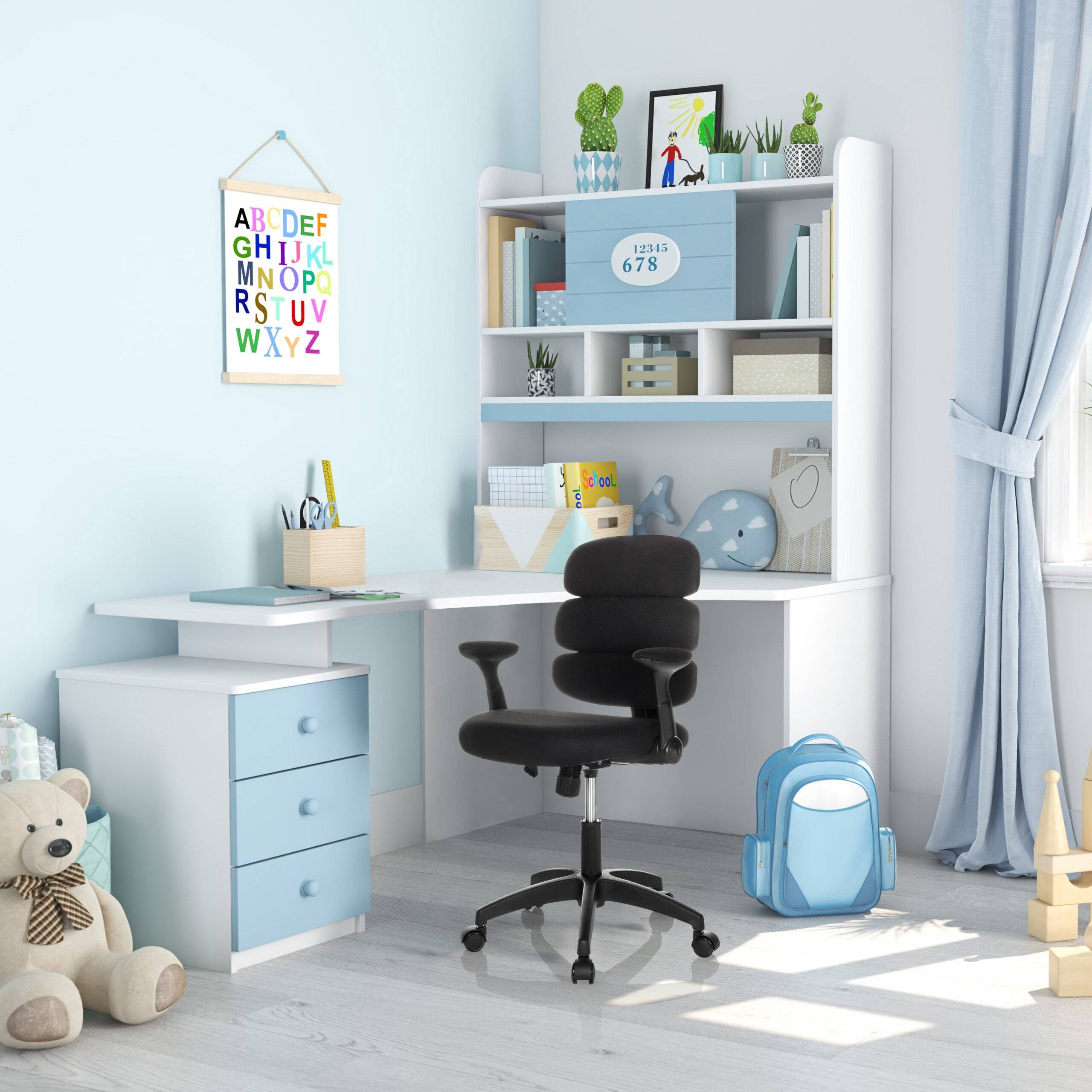 Kinderstuhl Kinderschreibtischstuhl KID ERGOLINO B Stoff schwarz hjh OFFICE-4