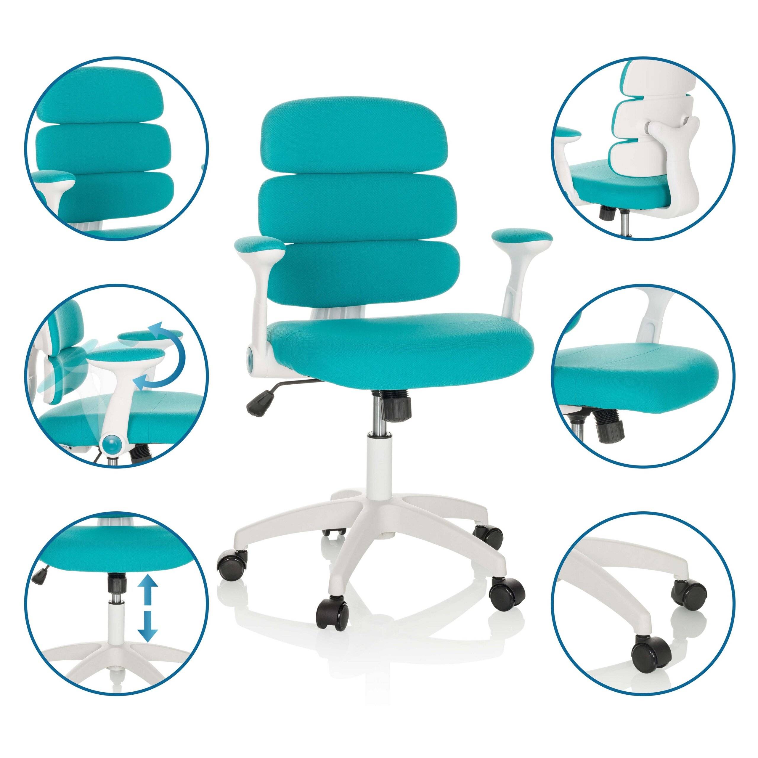 Kinderstuhl Kinderschreibtischstuhl KID ERGOLINO W Stoff blau hjh OFFICE-3