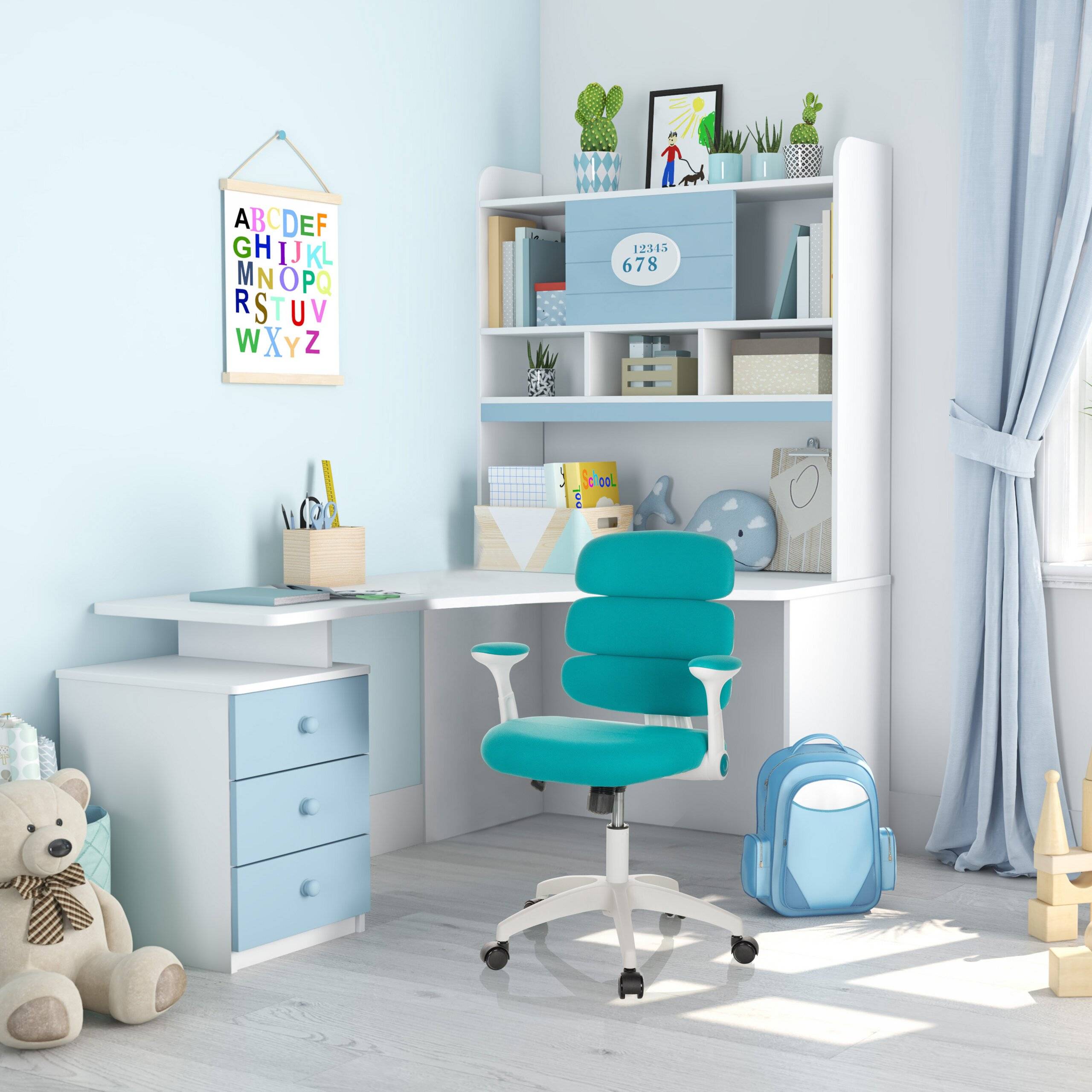 Kinderstuhl Kinderschreibtischstuhl KID ERGOLINO W Stoff blau hjh OFFICE-4