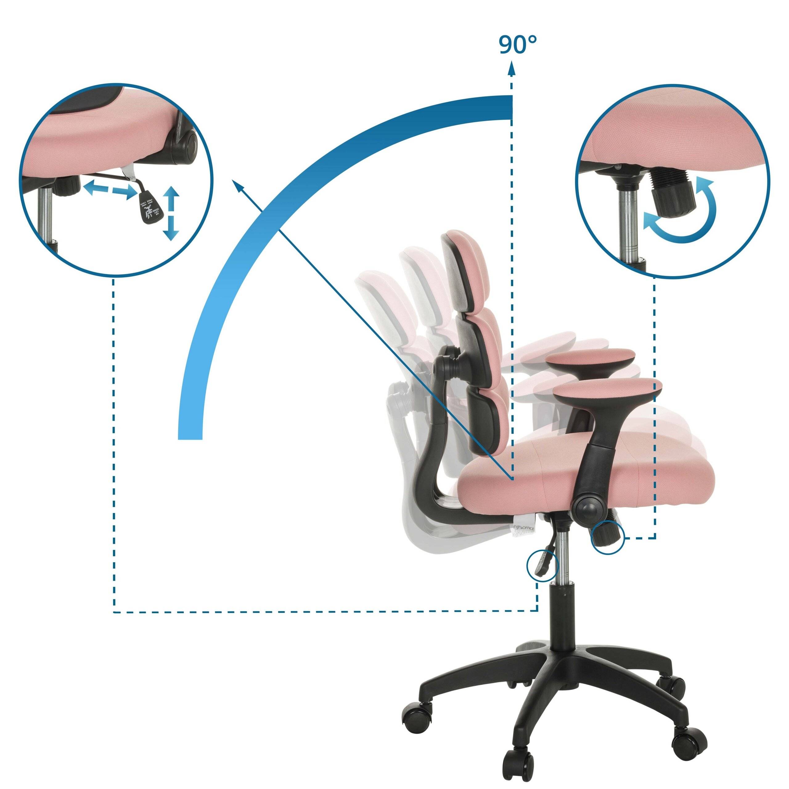 Kinderstuhl Kinderschreibtischstuhl KID ERGOLINO B Stoff rosa hjh OFFICE-2