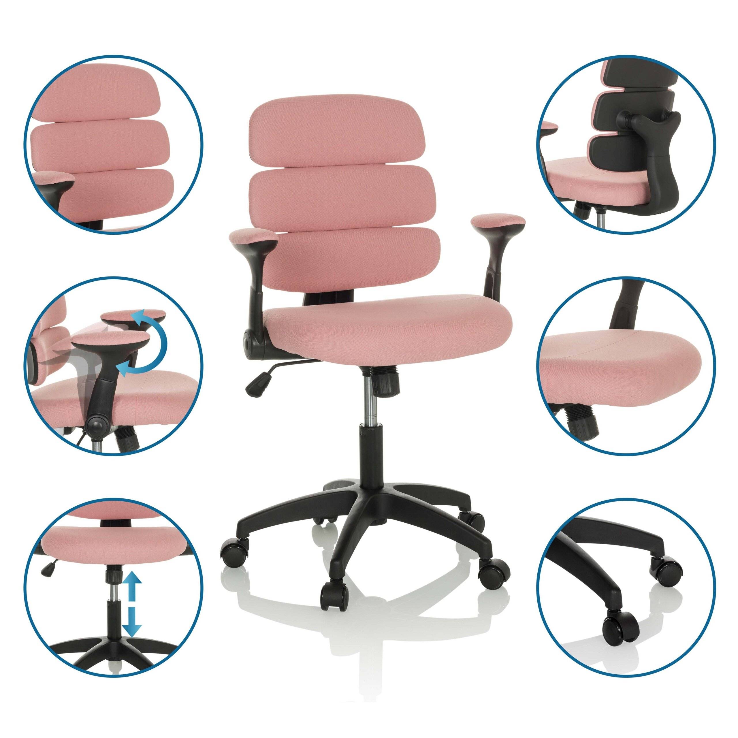 Kinderstuhl Kinderschreibtischstuhl KID ERGOLINO B Stoff rosa hjh OFFICE-3