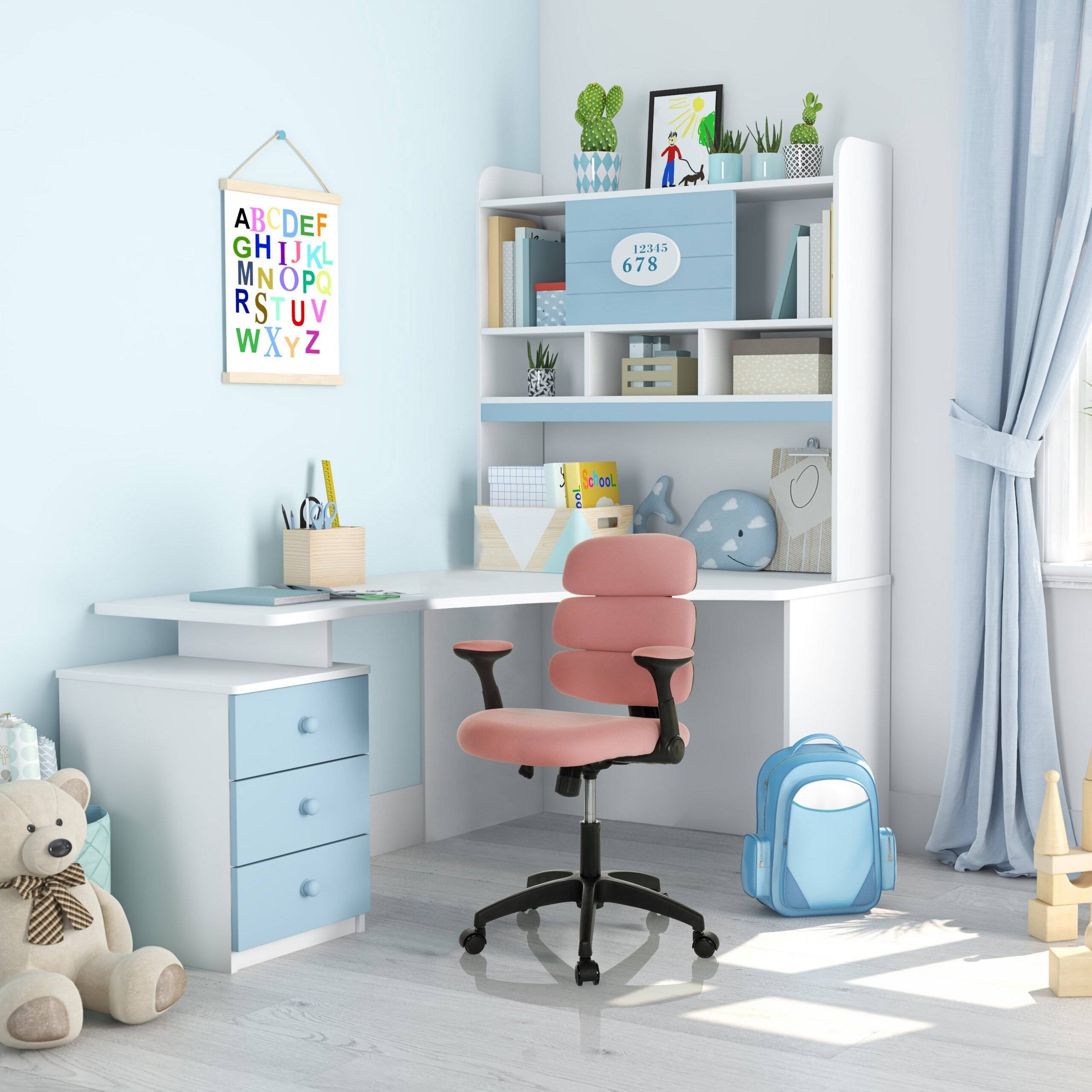 Kinderstuhl Kinderschreibtischstuhl KID ERGOLINO B Stoff rosa hjh OFFICE-4