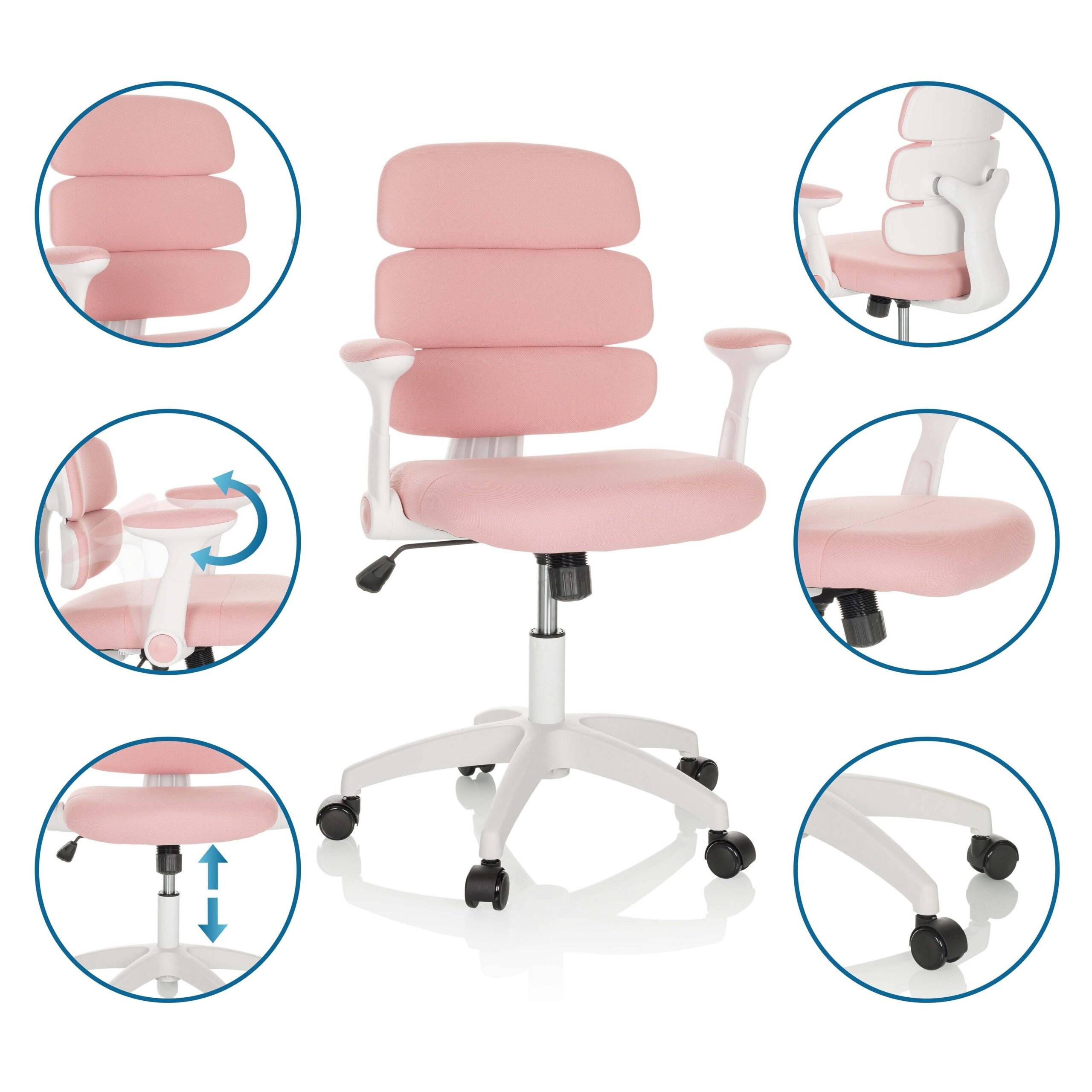 Kinderstuhl Kinderschreibtischstuhl KID ERGOLINO W Stoff rosa hjh OFFICE-3