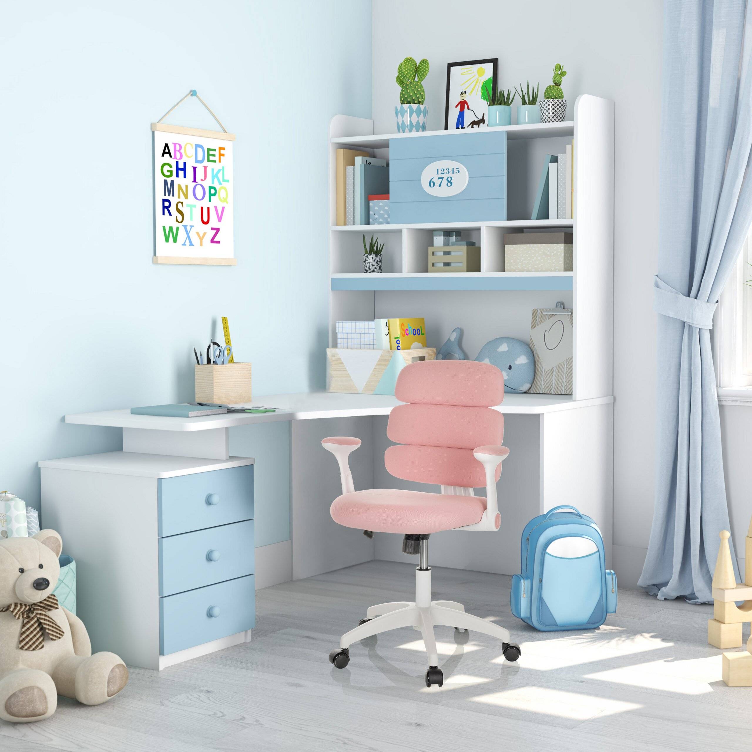 Kinderstuhl Kinderschreibtischstuhl KID ERGOLINO W Stoff rosa hjh OFFICE-4