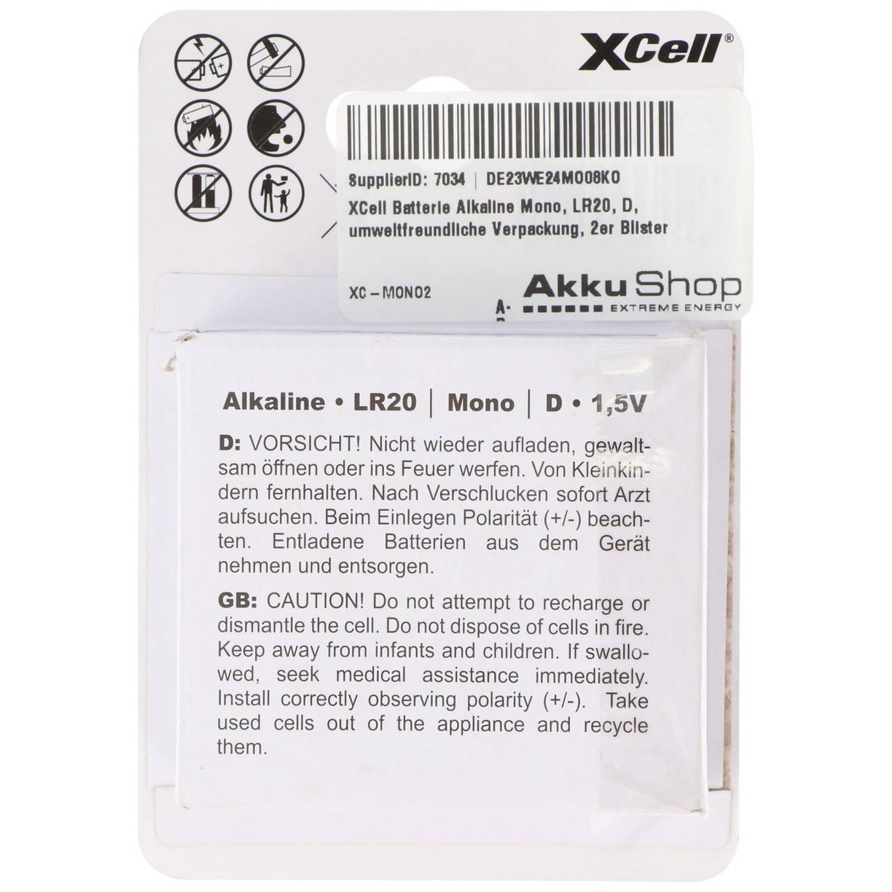 Batterie Alkaline Mono, LR20, D, 61,5x34,2mm, 2er Blister-4