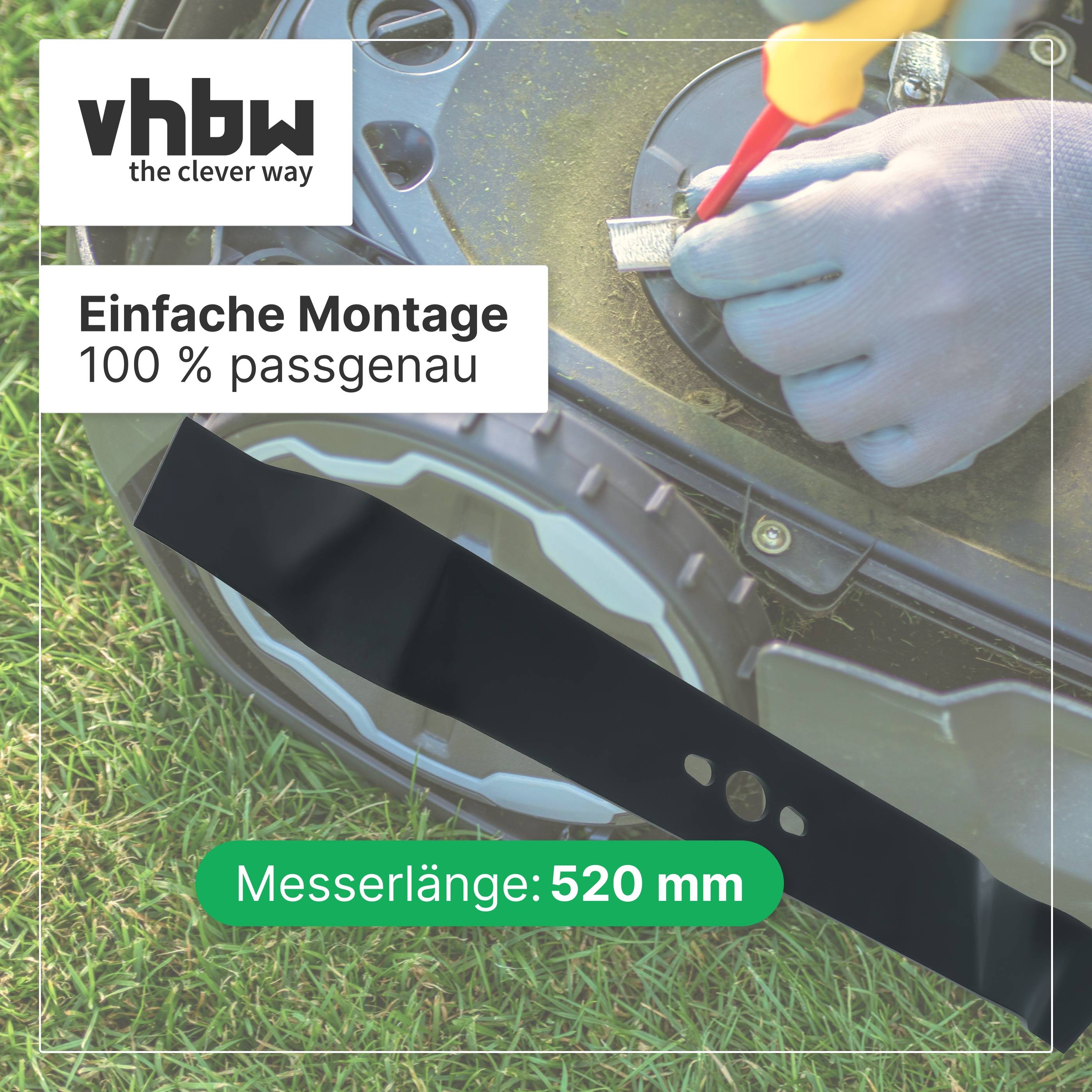 vhbw Ersatz-Messer kompatibel mit Redback S530 VHY-K Rasenmäher | Ersatzklinge Schwarz, Stahl-2
