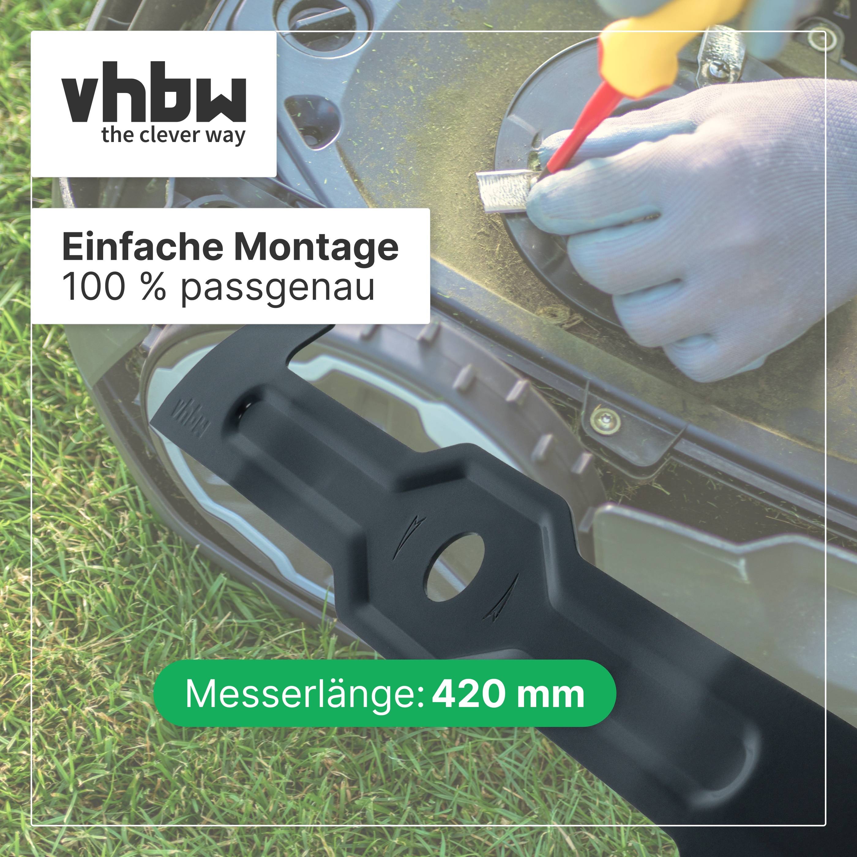 vhbw Ersatz-Messer kompatibel mit Makita DLM432Z | DLM432PT2 Rasenmäher - Ersatzklinge Schwarz-3