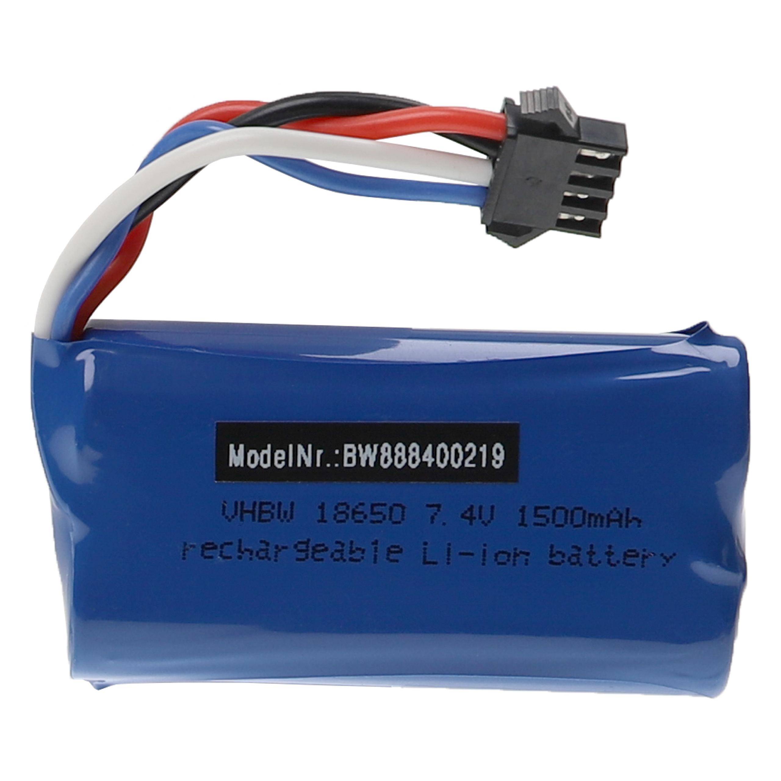 vhbw Akku kompatibel mit Huanqi 962 | 961 Modellbau (1500mAh, 7,4V, Li-Ion, 72 x 37 x 19 mm, T-Stecker)-0