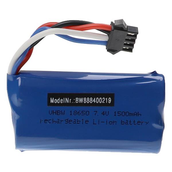 vhbw Akku kompatibel mit Huanqi 962 | 961 Modellbau (1500mAh, 7,4V, Li-Ion, 72 x 37 x 19 mm, T-Stecker)
