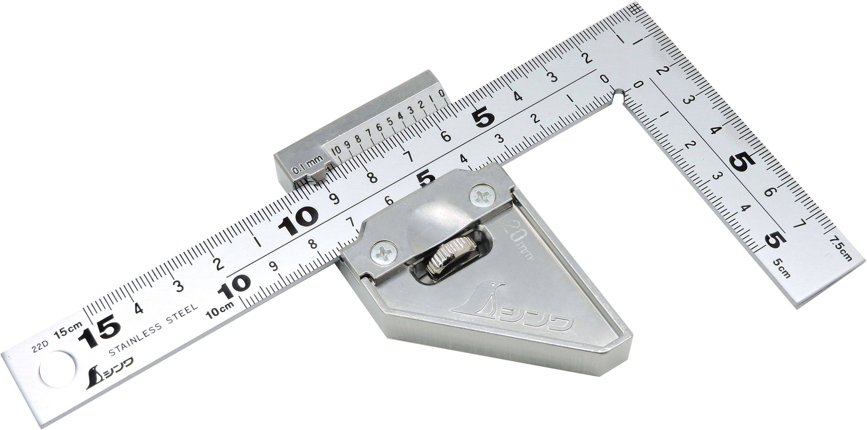 FAMEX 12512 Shinwa Zimmermannswinkel 150x75mm Präzisionswerkzeug mit Stopper-1