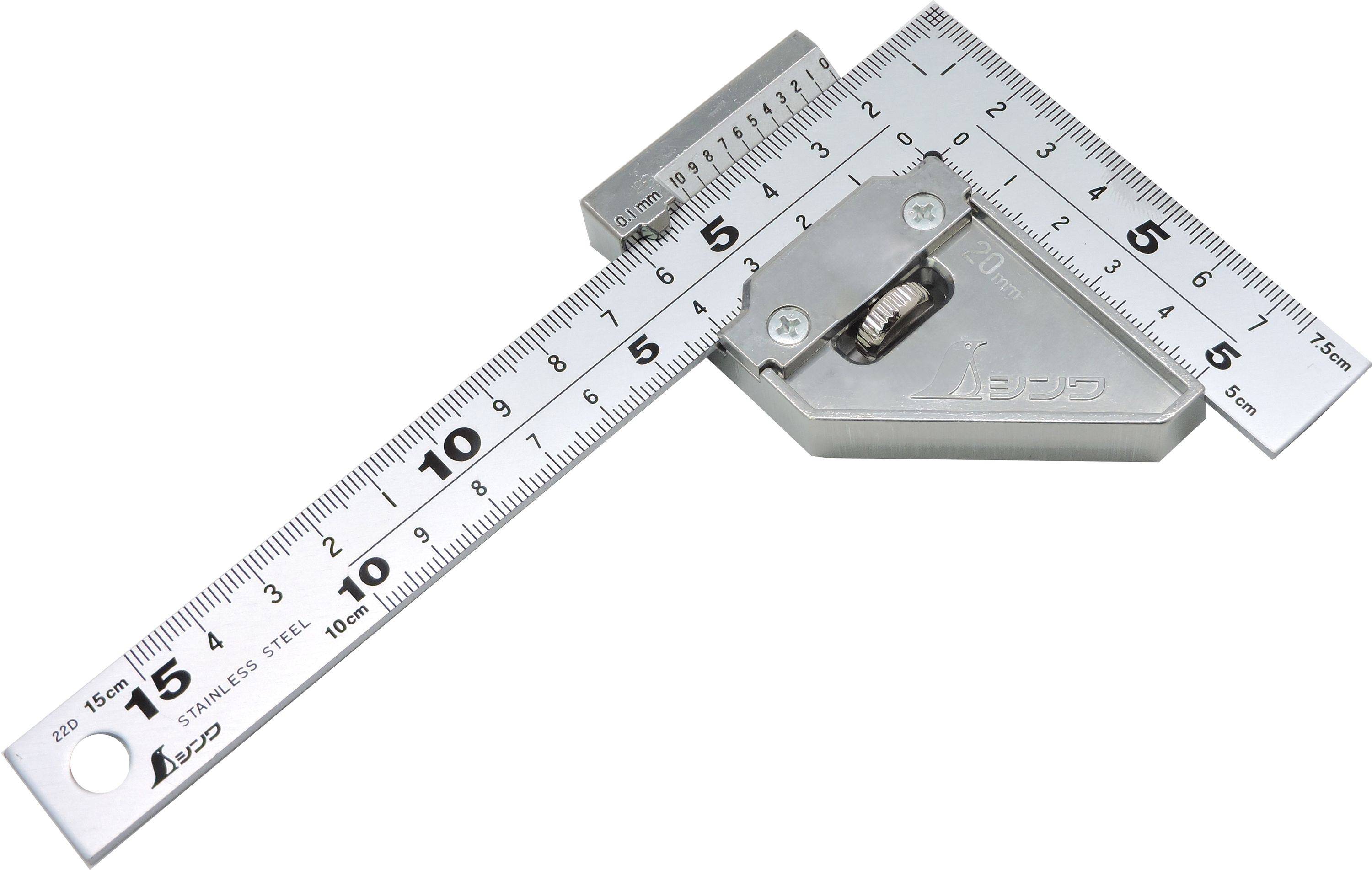 FAMEX 12512 Shinwa Zimmermannswinkel 150x75mm Präzisionswerkzeug mit Stopper-2