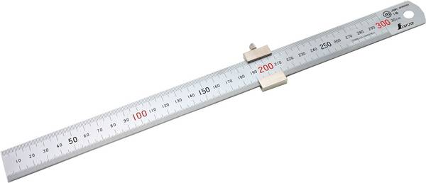 FAMEX 12665 Shinwa Lineal aus Edelstahl 30 cm – mit Anschlag - Stahlmaßstab - 76752