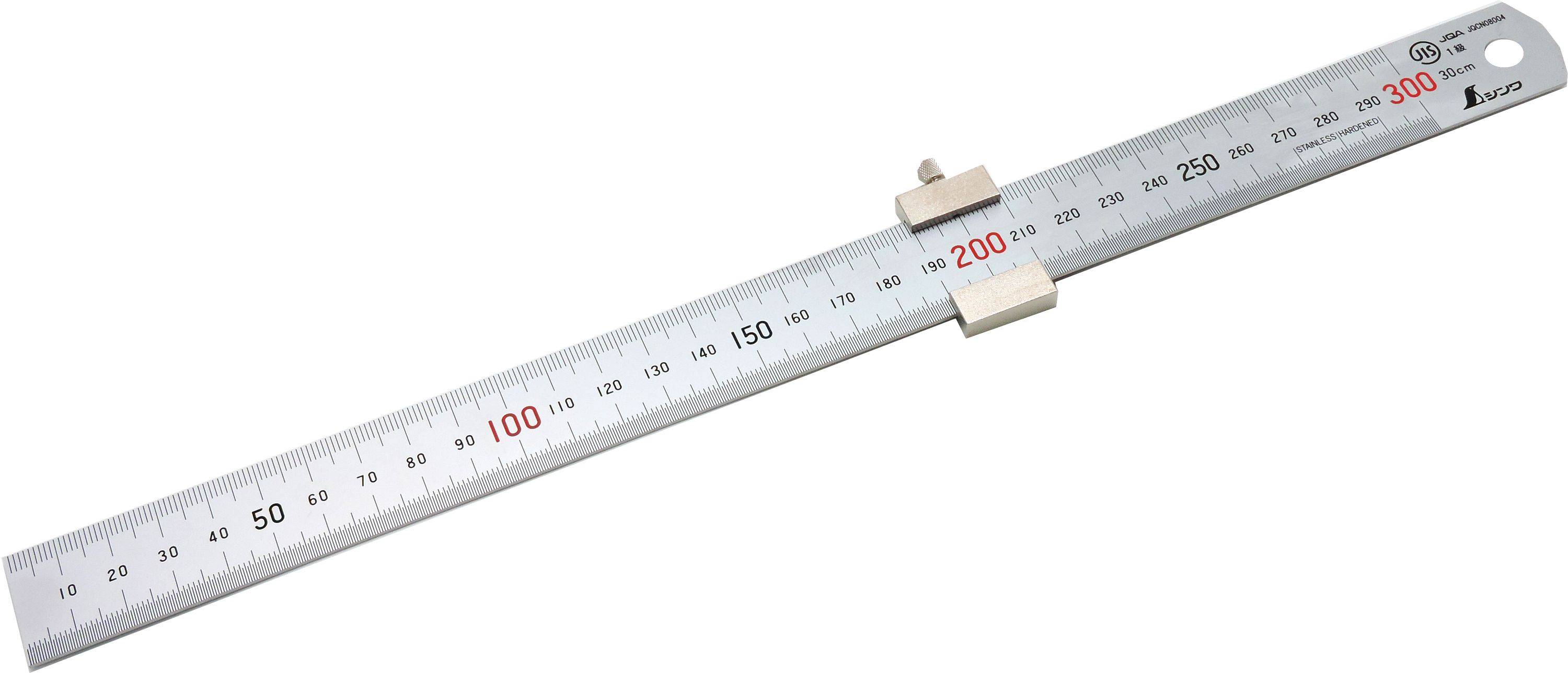 FAMEX 12665 Shinwa Lineal aus Edelstahl 30 cm – mit Anschlag - Stahlmaßstab - 76752-0