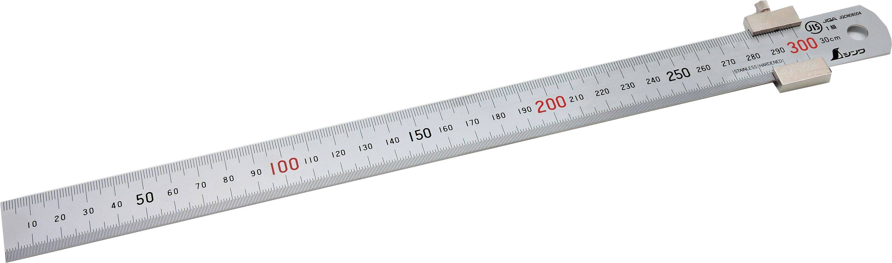 FAMEX 12665 Shinwa Lineal aus Edelstahl 30 cm – mit Anschlag - Stahlmaßstab - 76752-1