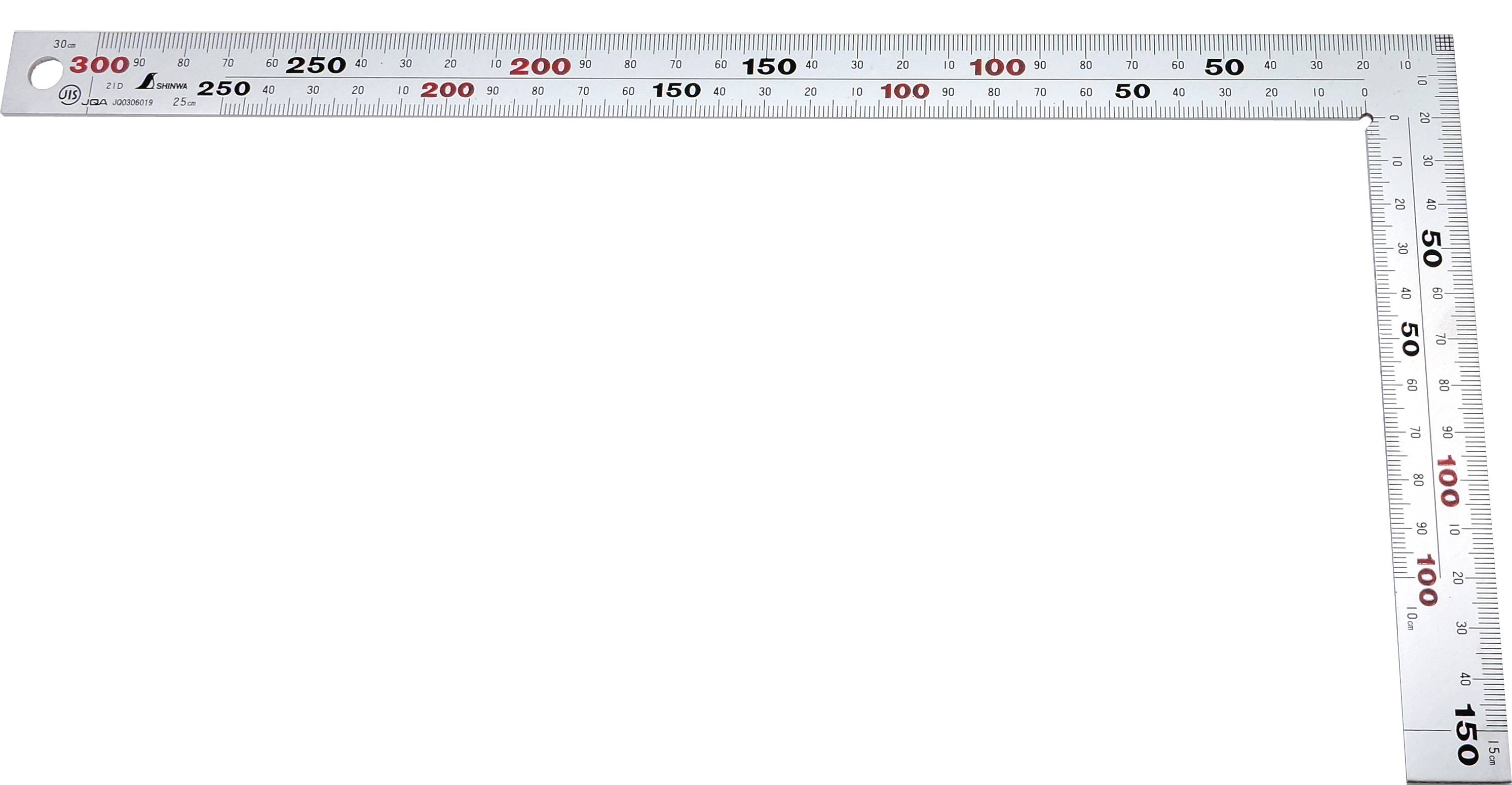 Shinwa 12560 Zimmermannswinkel 300x150mm - by FAMEX - Messwinkel Schreinerwinkel Winkelmesser, 8 Skalen (32587)-0