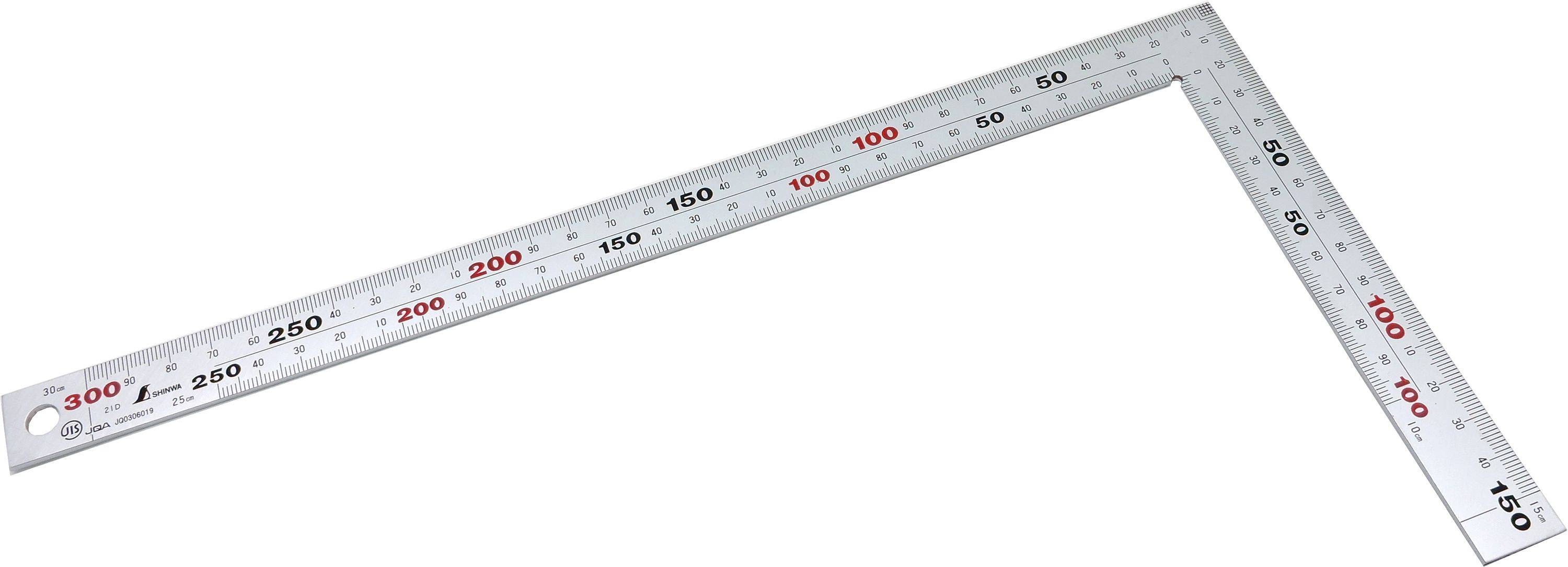 Shinwa 12560 Zimmermannswinkel 300x150mm - by FAMEX - Messwinkel Schreinerwinkel Winkelmesser, 8 Skalen (32587)-1