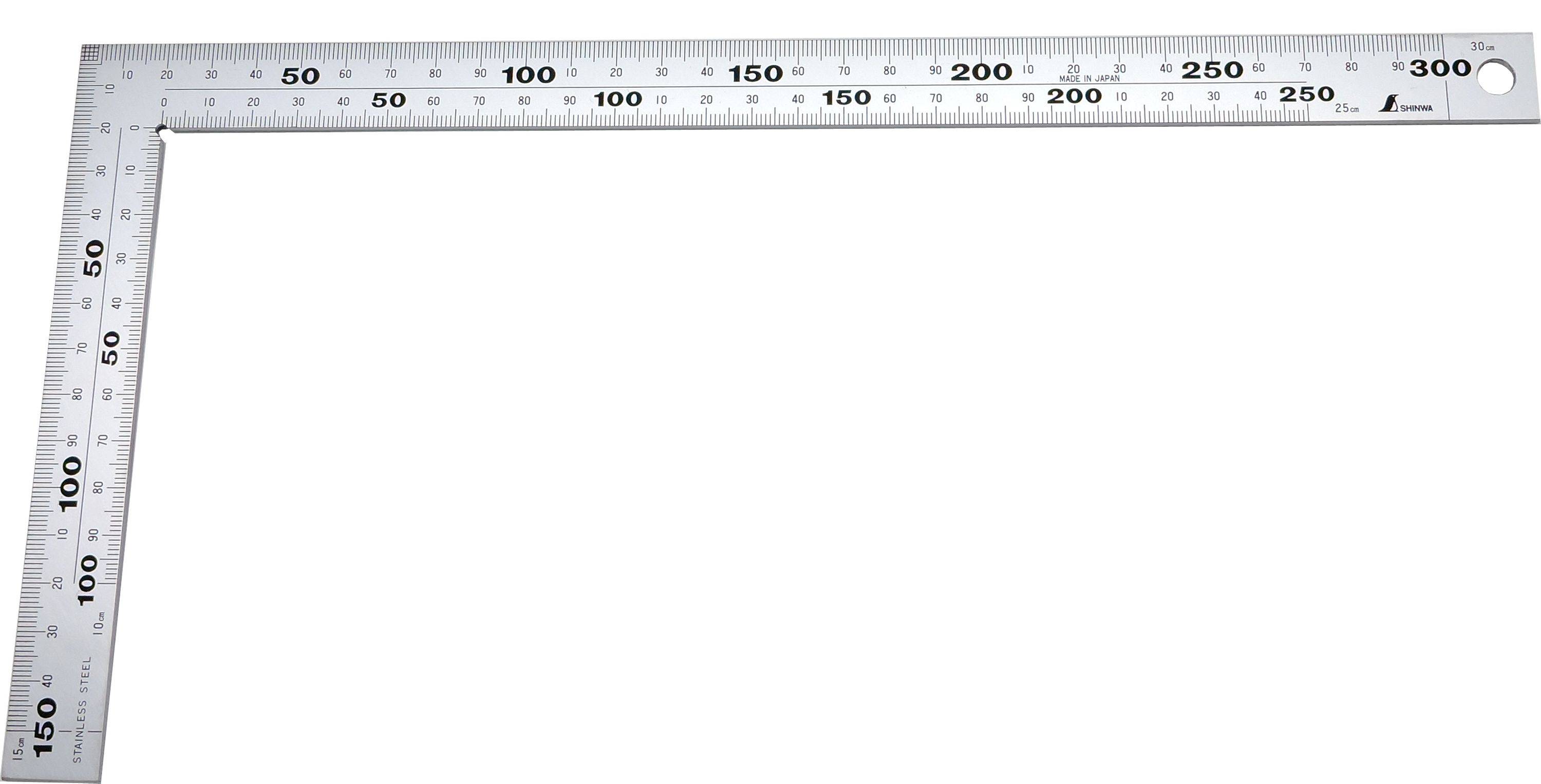 Shinwa 12560 Zimmermannswinkel 300x150mm - by FAMEX - Messwinkel Schreinerwinkel Winkelmesser, 8 Skalen (32587)-2