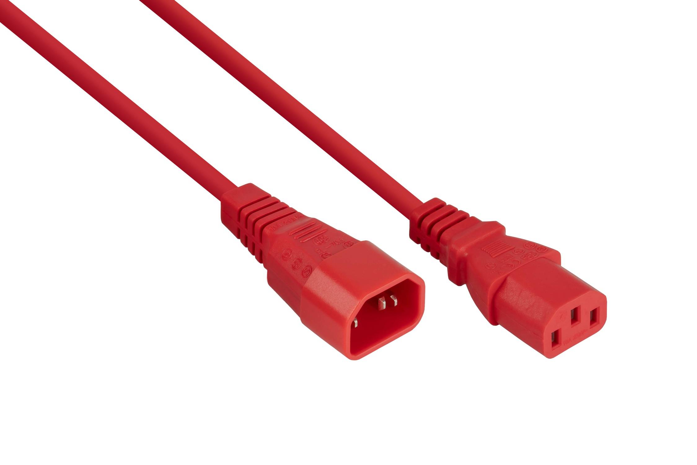 kabelmeister® Kaltgeräteverlängerung Kaltgeräte-Stecker C14 an Kaltgeräte-Buchse C13, rot, 1,00mm², 5m-0