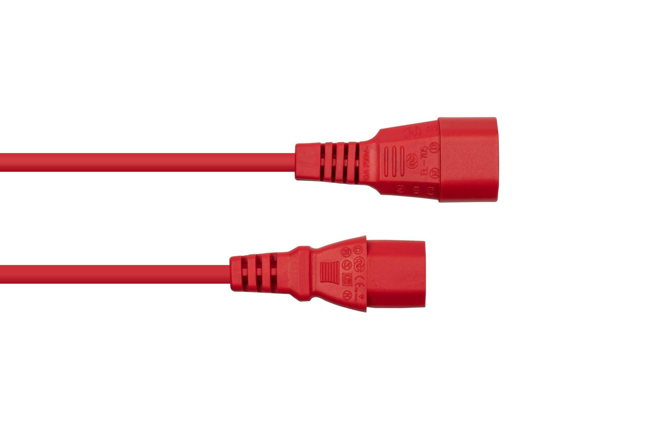 kabelmeister® Kaltgeräteverlängerung Kaltgeräte-Stecker C14 an Kaltgeräte-Buchse C13, rot, 1,00mm², 5m-1