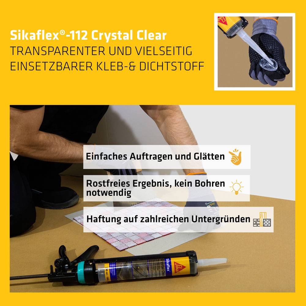 Sikaflex-112 Crystal Clear Klebstoff transparent vielseitige 300ml 571537-1