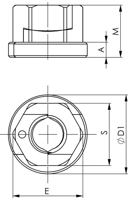 TWINNUT-Mutter mit Bund 6333S-M8 AMF-5