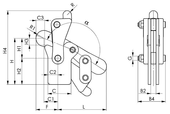 Modulspanner Nr.6810P Gr.4 m.senkrechtem Fuß schweißbar AMF-2