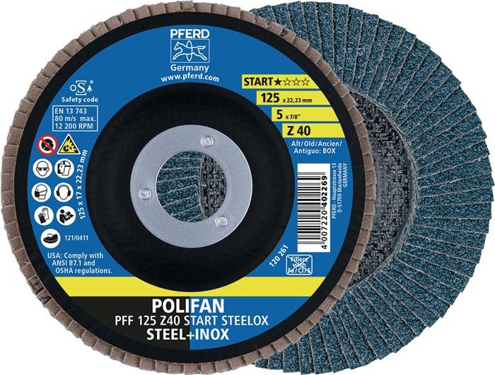 Fächerscheibe POLIFAN Z BOX D.125mm K.Z-40 fl.STEEL/INOX ZK Box á 10 St.PFERD-0