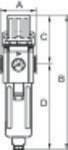 Filterregler G · PC-Beh. · 5 µm · BG 400 · G 3/8 · 1,5 - 9 bar · VA-1