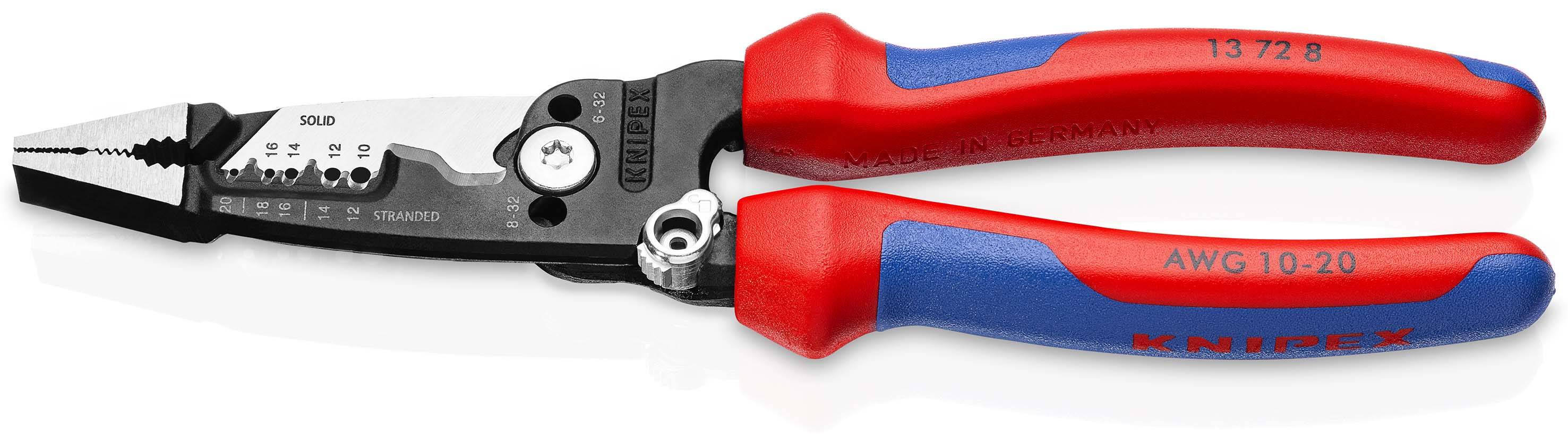 KNIPEX 13 72 8 WireStripper Multifunktions-Elektrikerzange amerikanisches Modell mit Mehrkomponenten-Hüllen schwarz