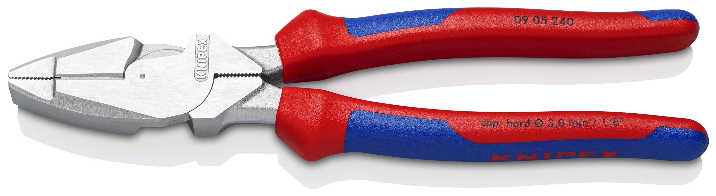 KNIPEX 09 05 240 Kraft-Kombizange "Lineman's Pliers" amerikanisches Modell mit Mehrkomponenten-Hüllen verchromt 240 mm-0