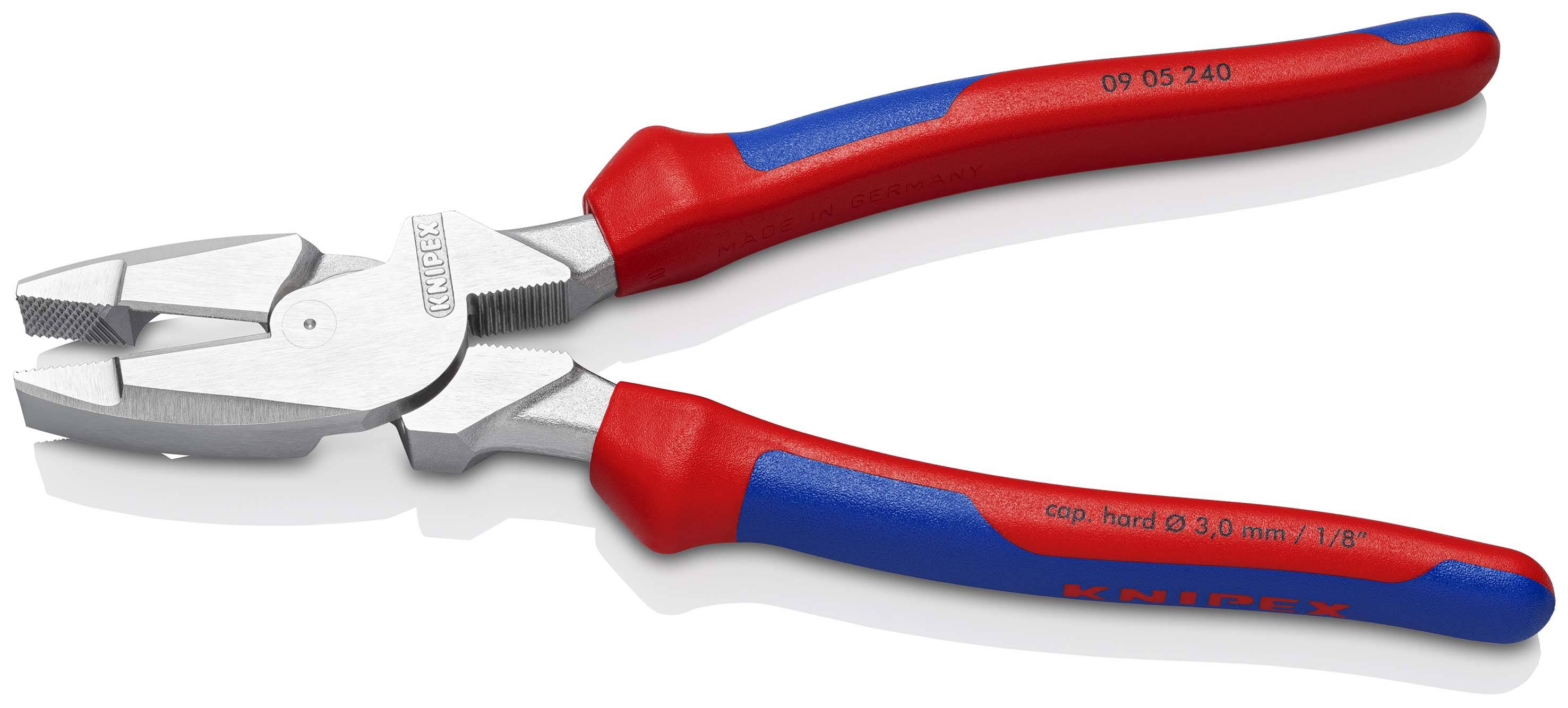 KNIPEX 09 05 240 Kraft-Kombizange "Lineman's Pliers" amerikanisches Modell mit Mehrkomponenten-Hüllen verchromt 240 mm-1