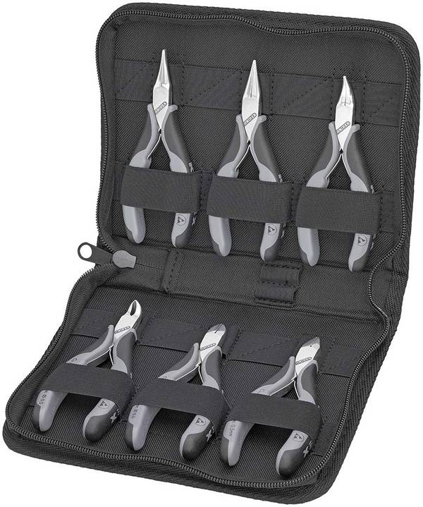 KNIPEX 00 20 17 Elektronikzangen-Set mit Werkzeugen für Arbeiten an elektronischen Bauteilen 220 mm