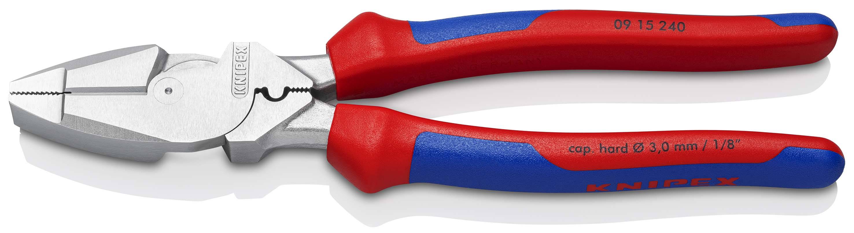 KNIPEX 09 15 240 Kraft-Kombizange "Lineman's Pliers" amerikanisches Modell mit Mehrkomponenten-Hüllen verchromt 240 mm-0