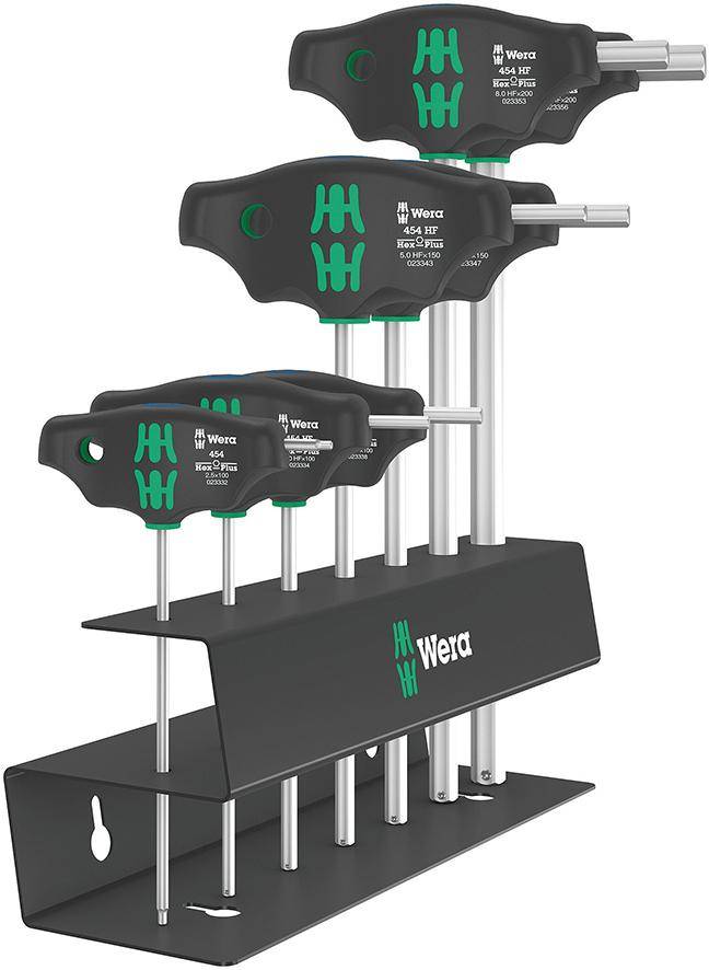 WERA Schraubendrehersatz T-Griff Haltefunktion Seitenabtrieb 2,5-10mm 7-teilig im Ständer